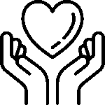 pictogramme de deux main qui présente un cœur