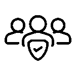 pictogramme de trois silhouette avec une coche devant le premier